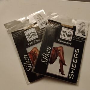 2 pk Vintage Velan Pantyhose European Collection Silken Sheers Queen Beige 3X-4X